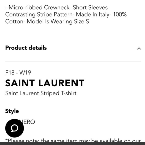 Saint Laurent Striped Tee, Size M - Picture 5 of 9